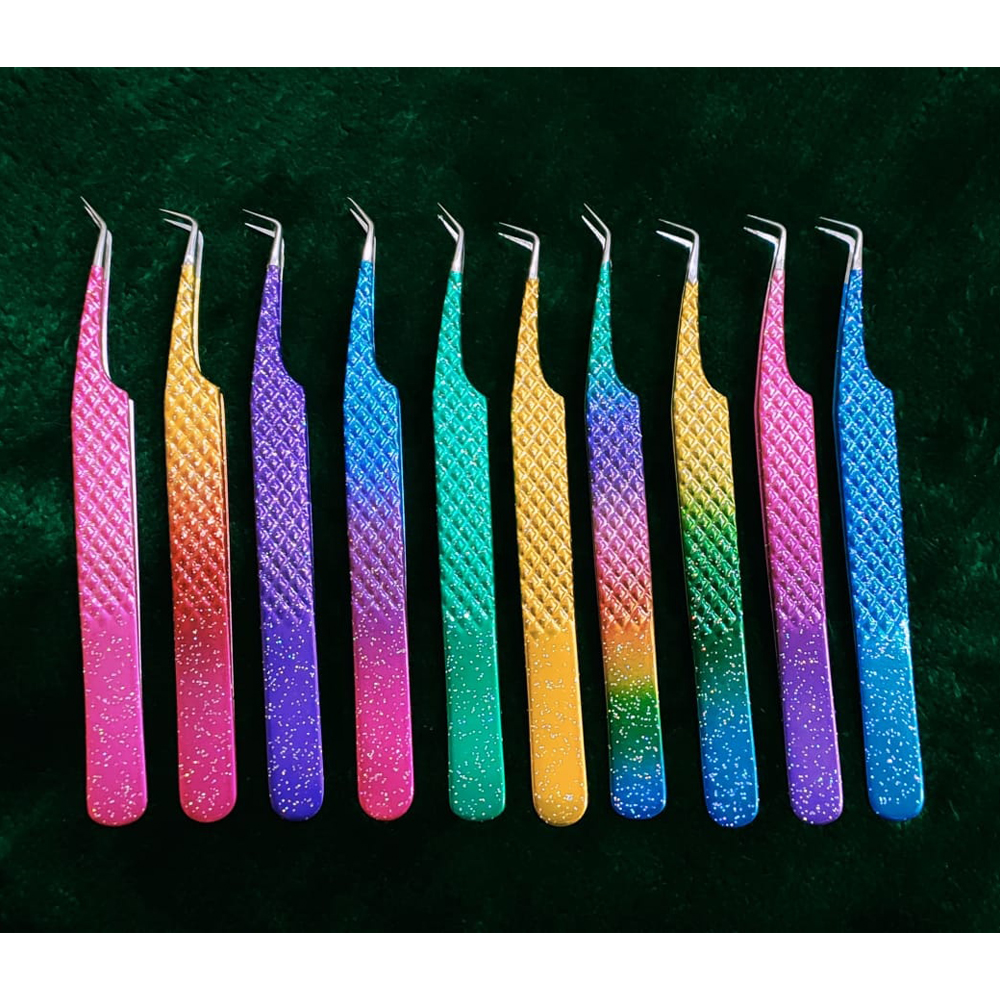 Low MOQ Quality Customized Color Stainless Steel Eyebrow Tweezers Eyelash Tweezers