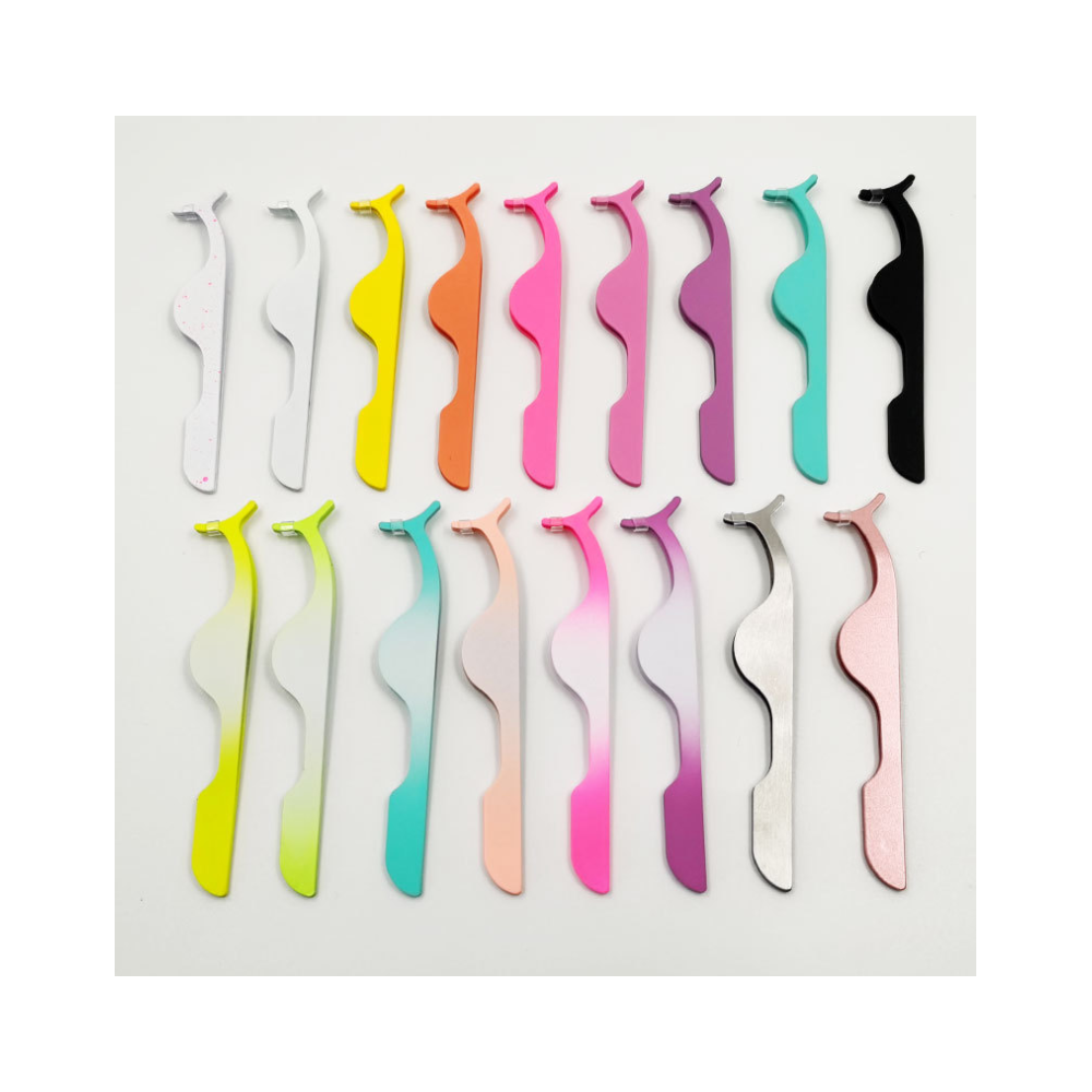 Custom Pink Plastic Lashes Applicator Tweezers Bulk Magnetic Lash Tweezers packaging False Eyelash Tweezers