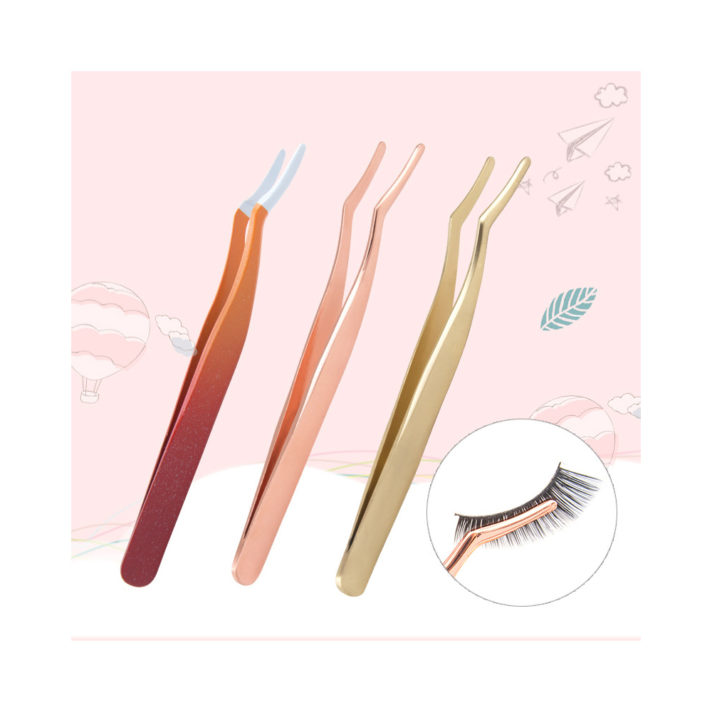 Eyelash Extension Clip Simple Tweezers Metal Beauty Eyelash Tweezers