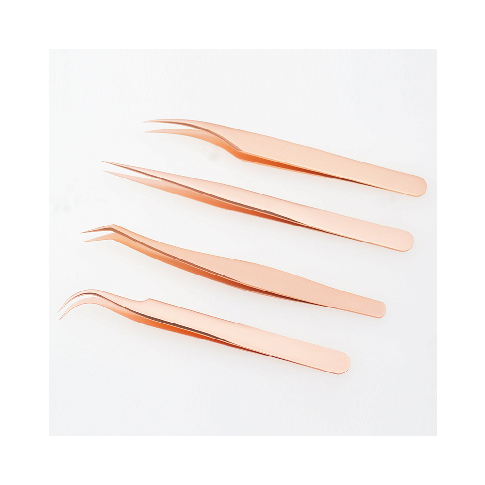 New Eyelash Tweezers Professional Eyelash Aplicator Extension Tweezers Hot Sale Eyebrow Tweezers Rose Gold Russian Volume