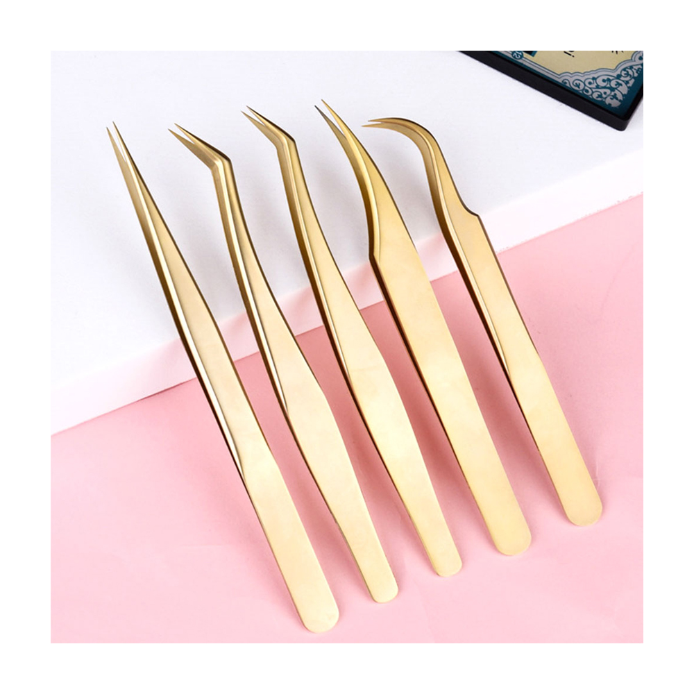 Women beauty cosmetic tools high quality stainless steel eyelash tweezers