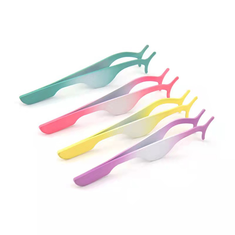 Custom Logo Color Bulk Strip Eye Lash Private Label Stainless Steel False Eyelash Tweezers Lash